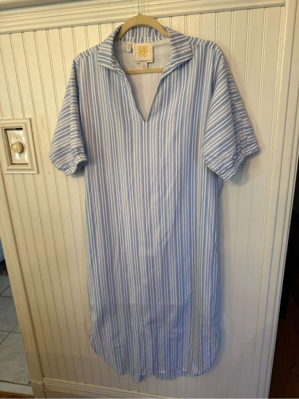 Emily McCarthy Poppy Maxi Dress Small French Blue and White striped